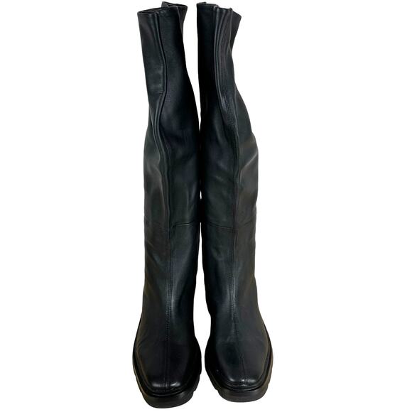 Vince NWOB Rune Slouch Leather Knee High Black Boots Size 8.5M Thick Lug Soles - Picture 6 of 11